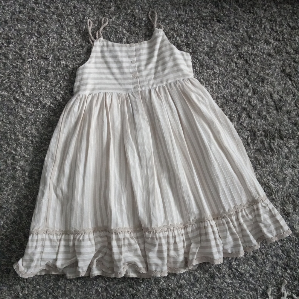 Tahari Girl Dress White And Cream Striped Size 8 - Picture 9 of 10